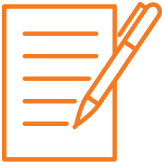 An icon of paper and pen representing copywriting services.