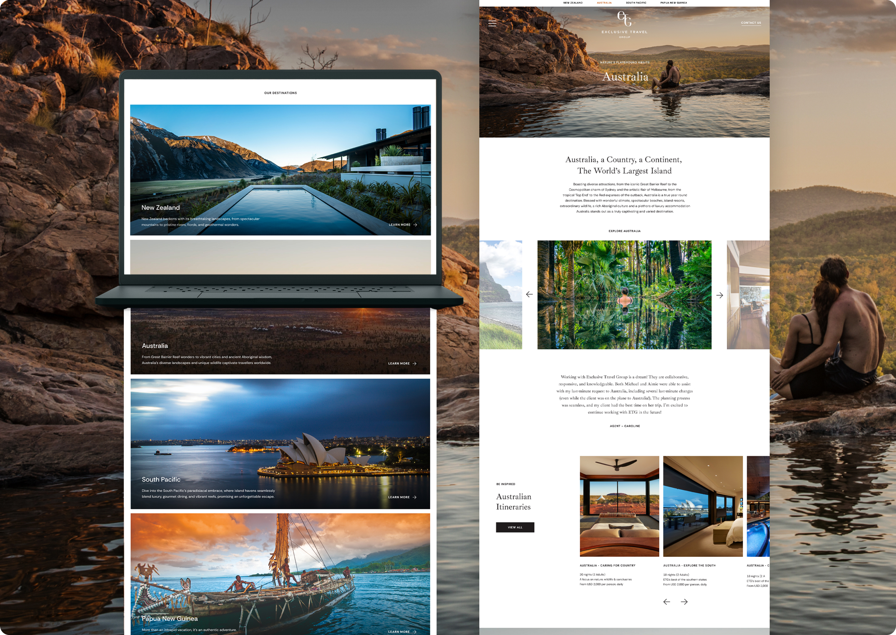 A laptop displays the emphasis on imagery in the website design.