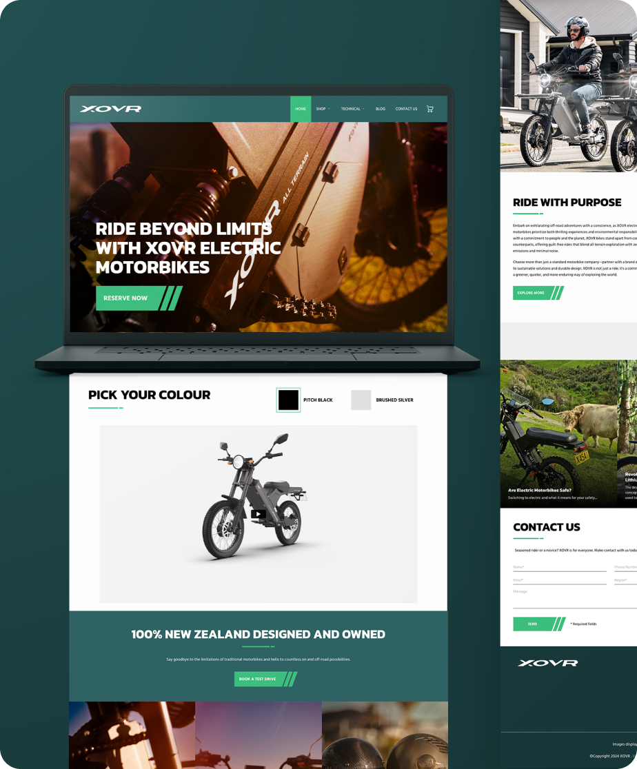 The website design focuses on the links between the ebike and the environment and Kiwi lifestyle.