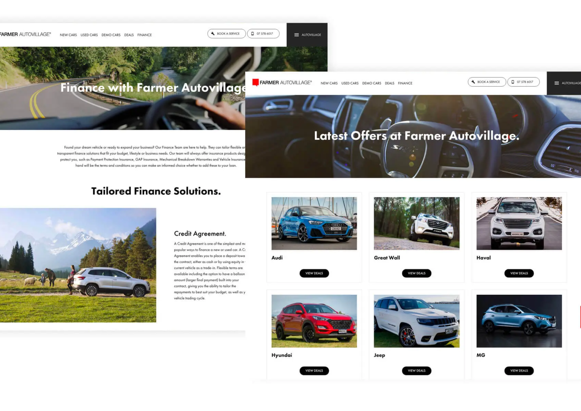 A webapge showcases the custom template built to display vehicles for sale.