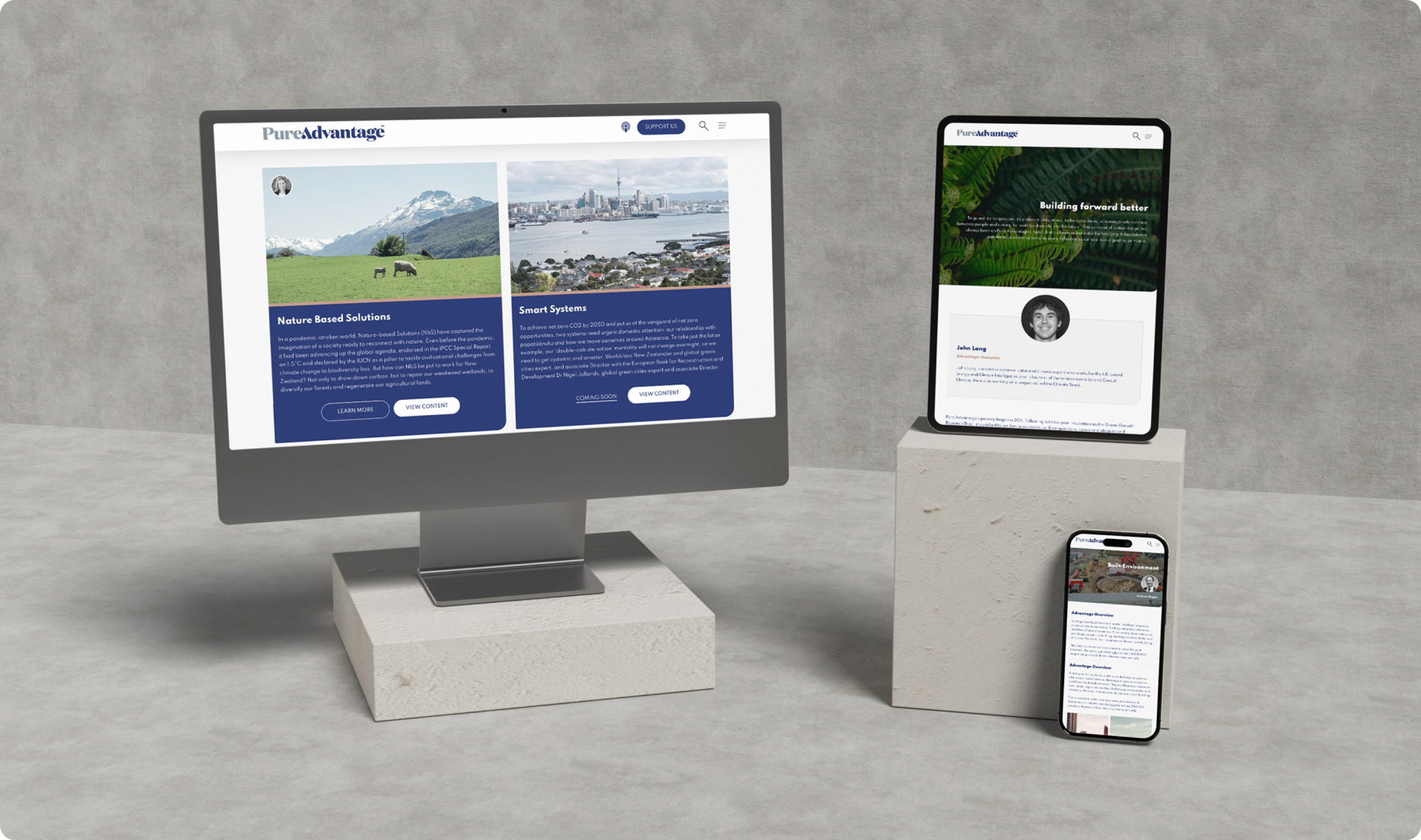 A website displayed across a monitor and mobile devices highlighting the mobile first design.